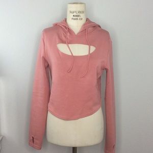 BuffBunny Pink Cutout Hoodie Sweater
